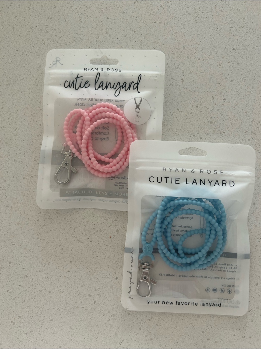 Ryan & Rose Cutie Lanyard - Pink & Blue Beaded Key Holder - Picture 2 of 3